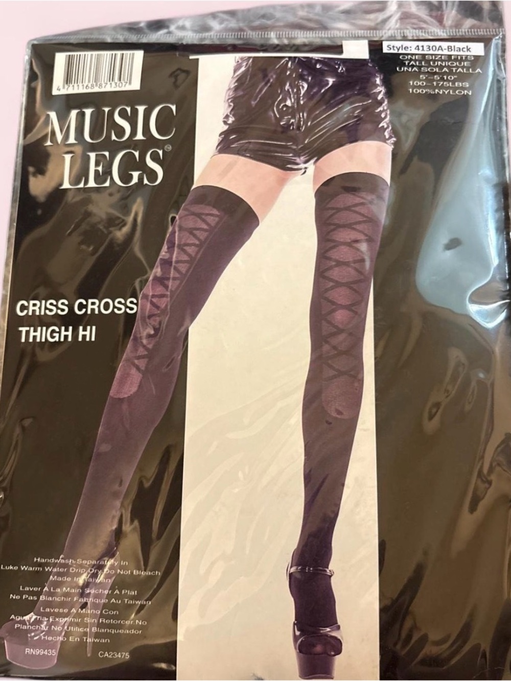 MUSIC LEGS Criss Cross Thigh High Stockings